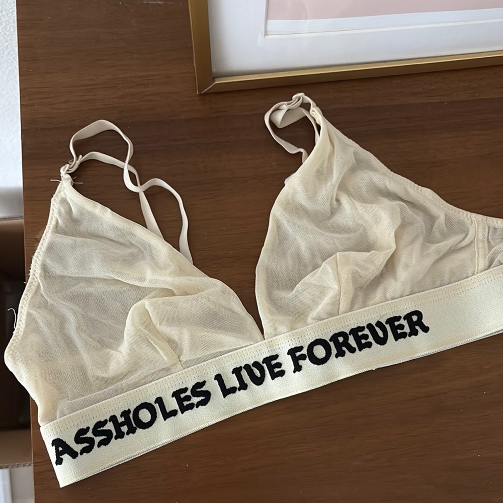 Cream Bralette with Bold Text